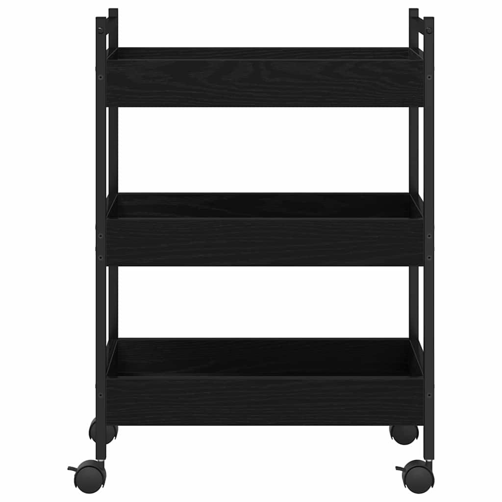 Keuken Trolley Zwart eiken 50 x 30 x 70 cm Bewerkt hout is nu te koop bij PeponiXL, paradijselijk wonen!