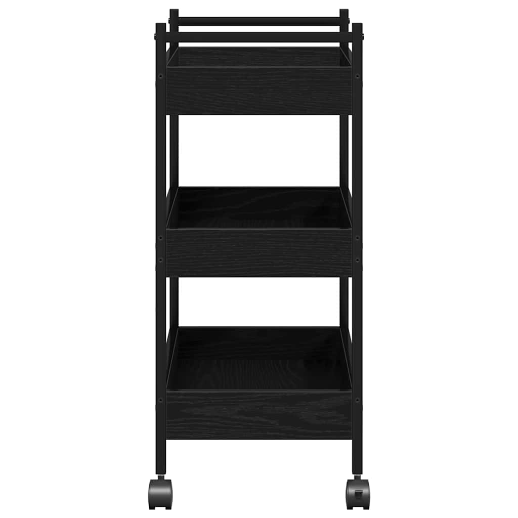 Keuken Trolley Zwart eiken 50 x 30 x 70 cm Bewerkt hout is nu te koop bij PeponiXL, paradijselijk wonen!