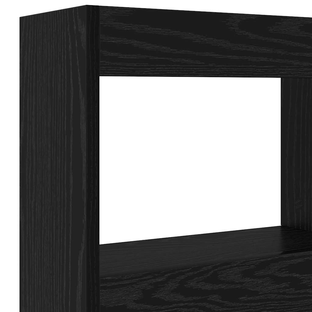 Hoofdbord met plank Zwart Eiken 120 x 17 x 102 cm Bewerkt hout is nu te koop bij PeponiXL, paradijselijk wonen!