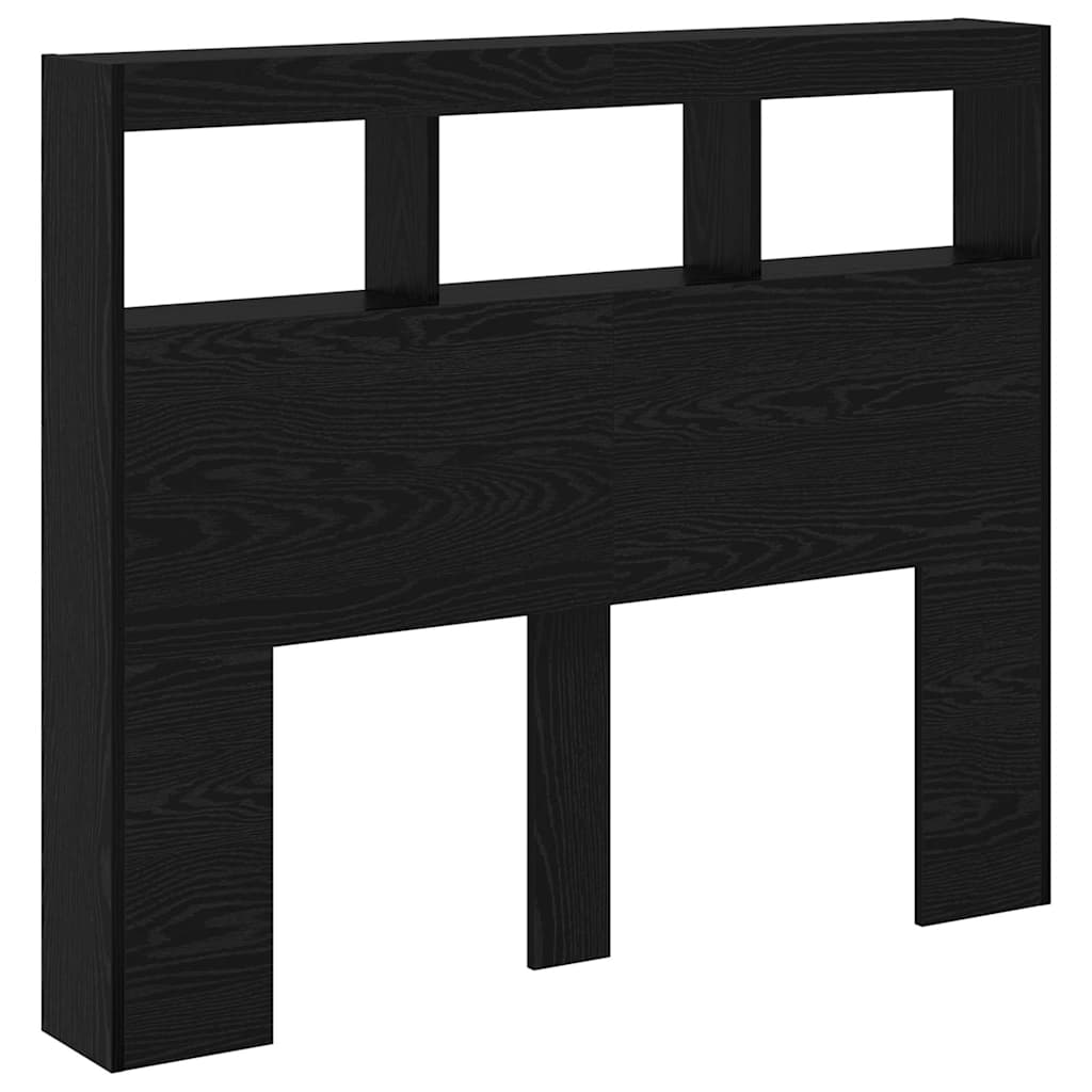 Hoofdbord met plank Zwart Eiken 120 x 17 x 102 cm Bewerkt hout is nu te koop bij PeponiXL, paradijselijk wonen!