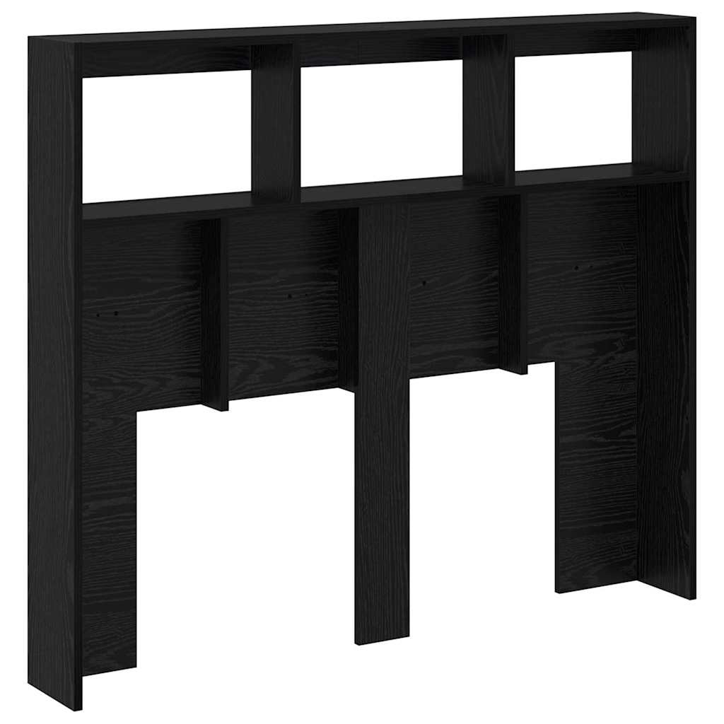 Hoofdbord met plank Zwart Eiken 120 x 17 x 102 cm Bewerkt hout is nu te koop bij PeponiXL, paradijselijk wonen!