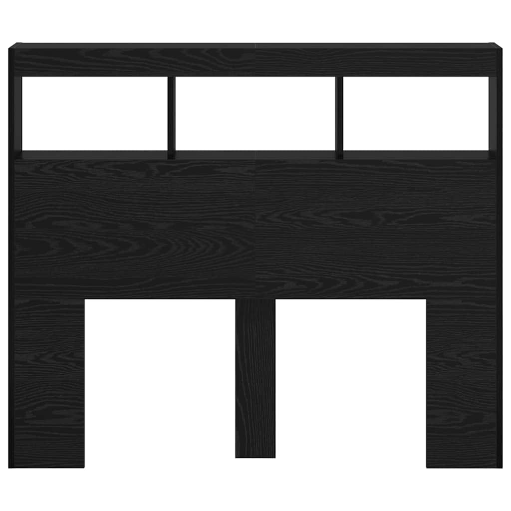 Hoofdbord met plank Zwart Eiken 120 x 17 x 102 cm Bewerkt hout is nu te koop bij PeponiXL, paradijselijk wonen!