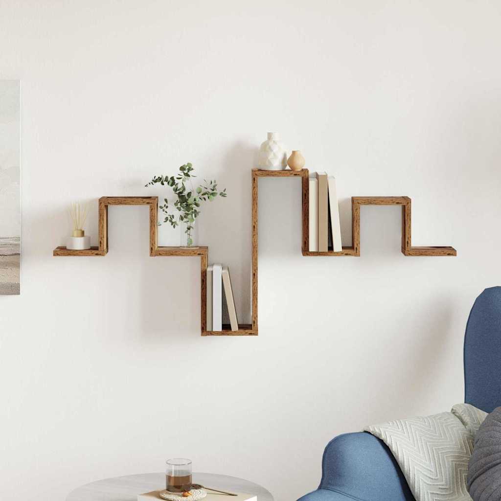 Wandplank Wandgemonteerd met opslag Oudhout 104.5 x 43 x 10 cm is nu te koop bij PeponiXL, paradijselijk wonen!