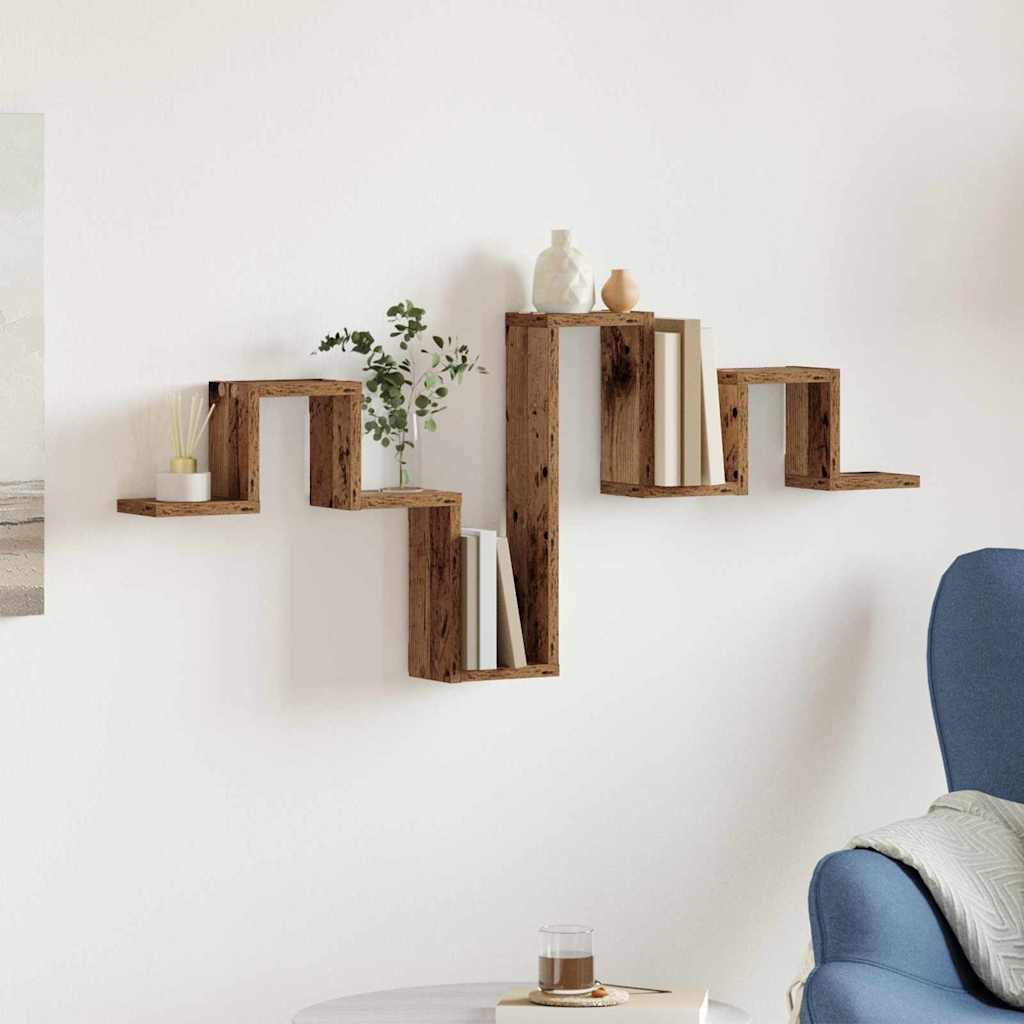 Wandplank Wandgemonteerd met opslag Oudhout 104.5 x 43 x 10 cm is nu te koop bij PeponiXL, paradijselijk wonen!