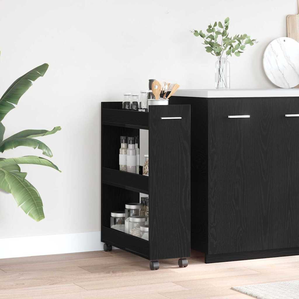 Kast met wiel Zwart Eiken 60 x 22 x 79 cm is nu te koop bij PeponiXL, paradijselijk wonen!