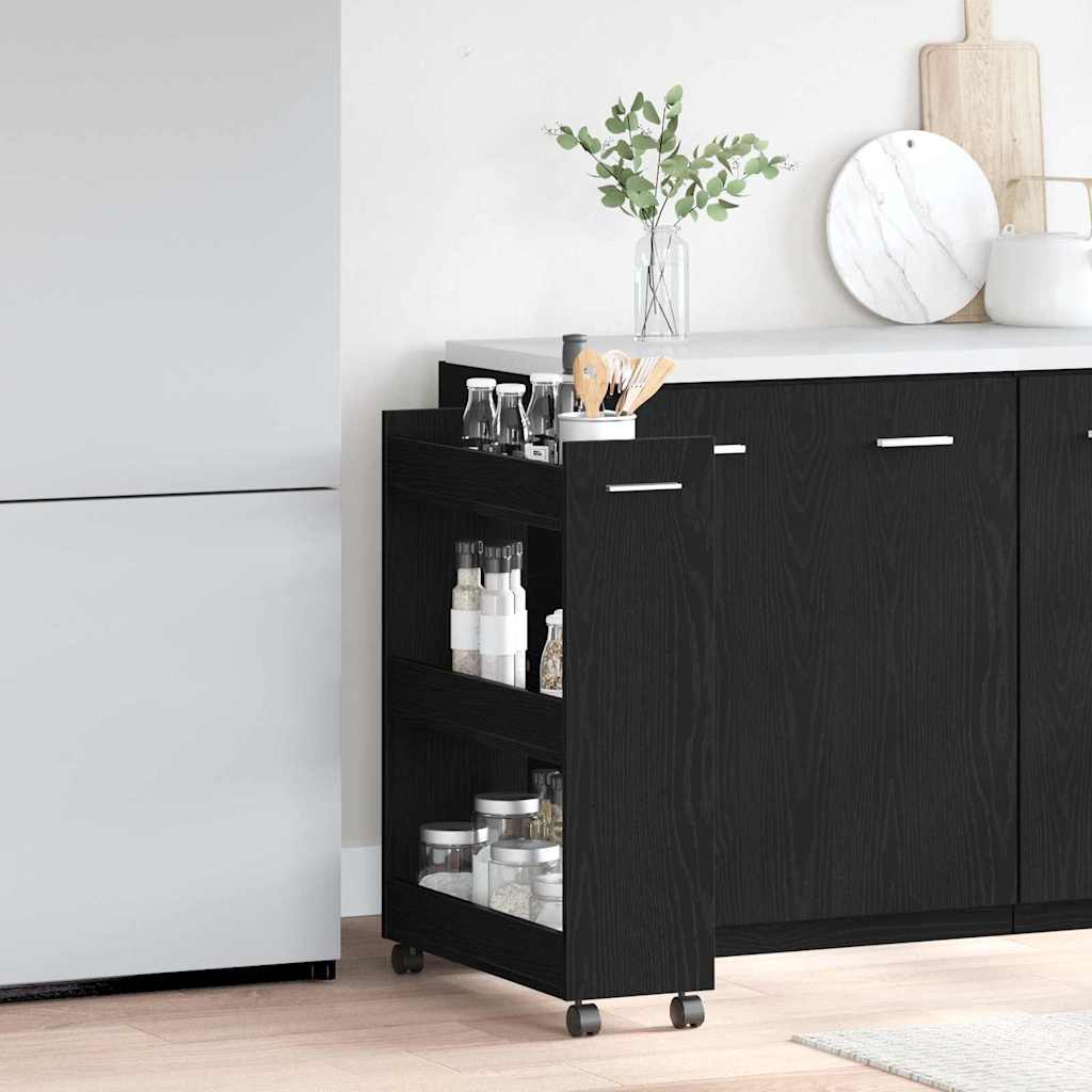 Kast met wiel Zwart Eiken 60 x 22 x 79 cm is nu te koop bij PeponiXL, paradijselijk wonen!