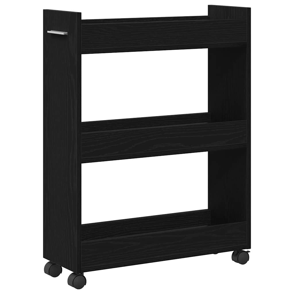 Kast met wiel Zwart Eiken 60 x 22 x 79 cm is nu te koop bij PeponiXL, paradijselijk wonen!