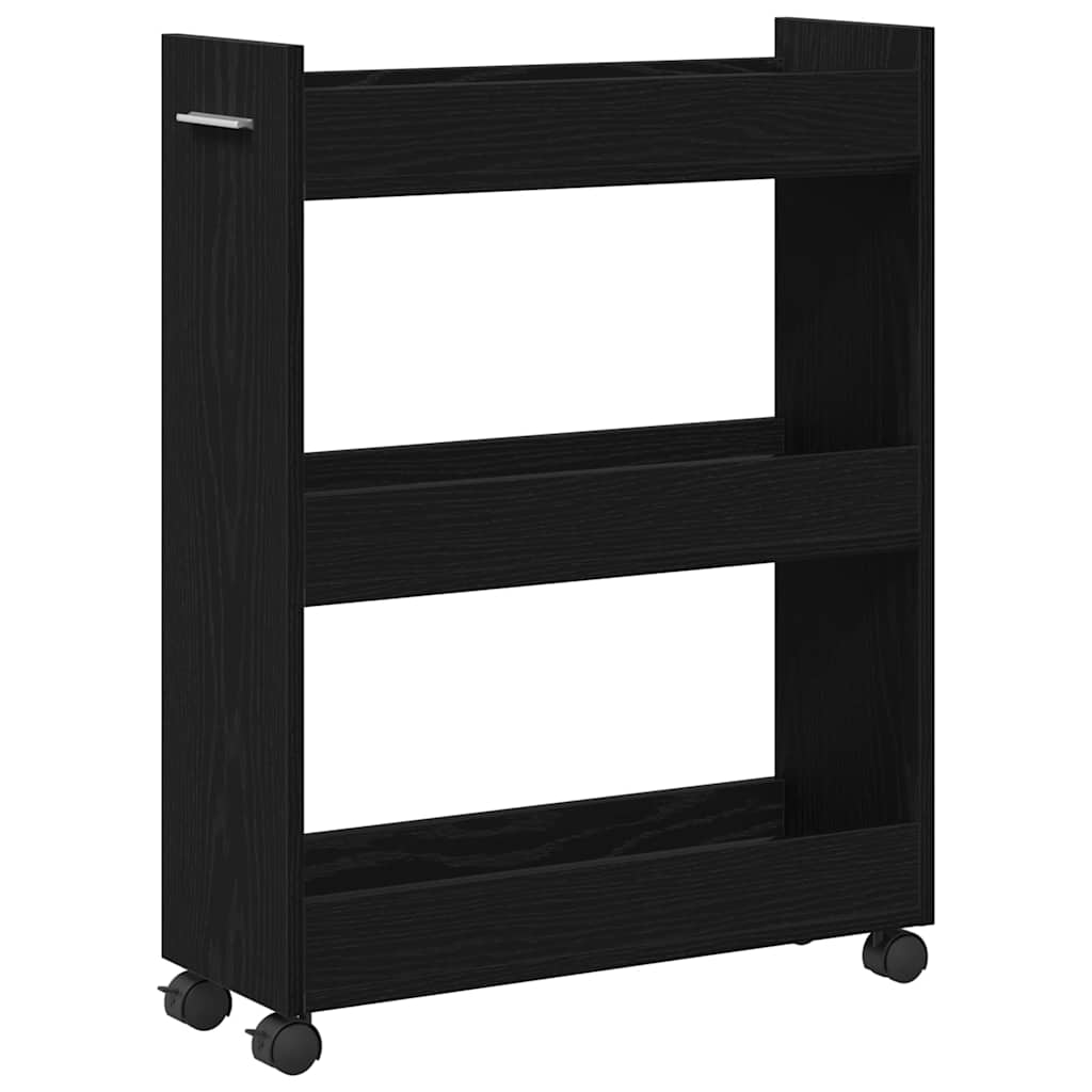 Kast met wiel Zwart Eiken 60 x 22 x 79 cm is nu te koop bij PeponiXL, paradijselijk wonen!