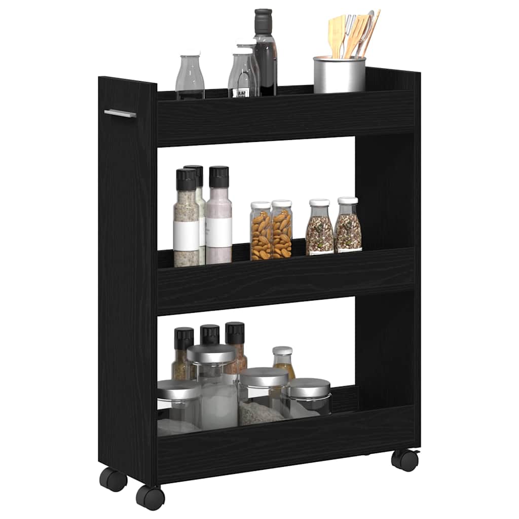 Kast met wiel Zwart Eiken 60 x 22 x 79 cm is nu te koop bij PeponiXL, paradijselijk wonen!