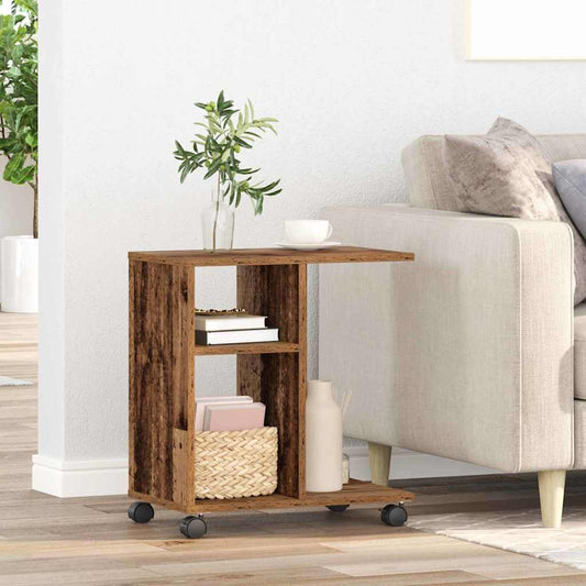 Bijzettafel met plank Oud hout 50 x 30 x 55 cm Bewerkt hout is nu te koop bij PeponiXL, paradijselijk wonen!