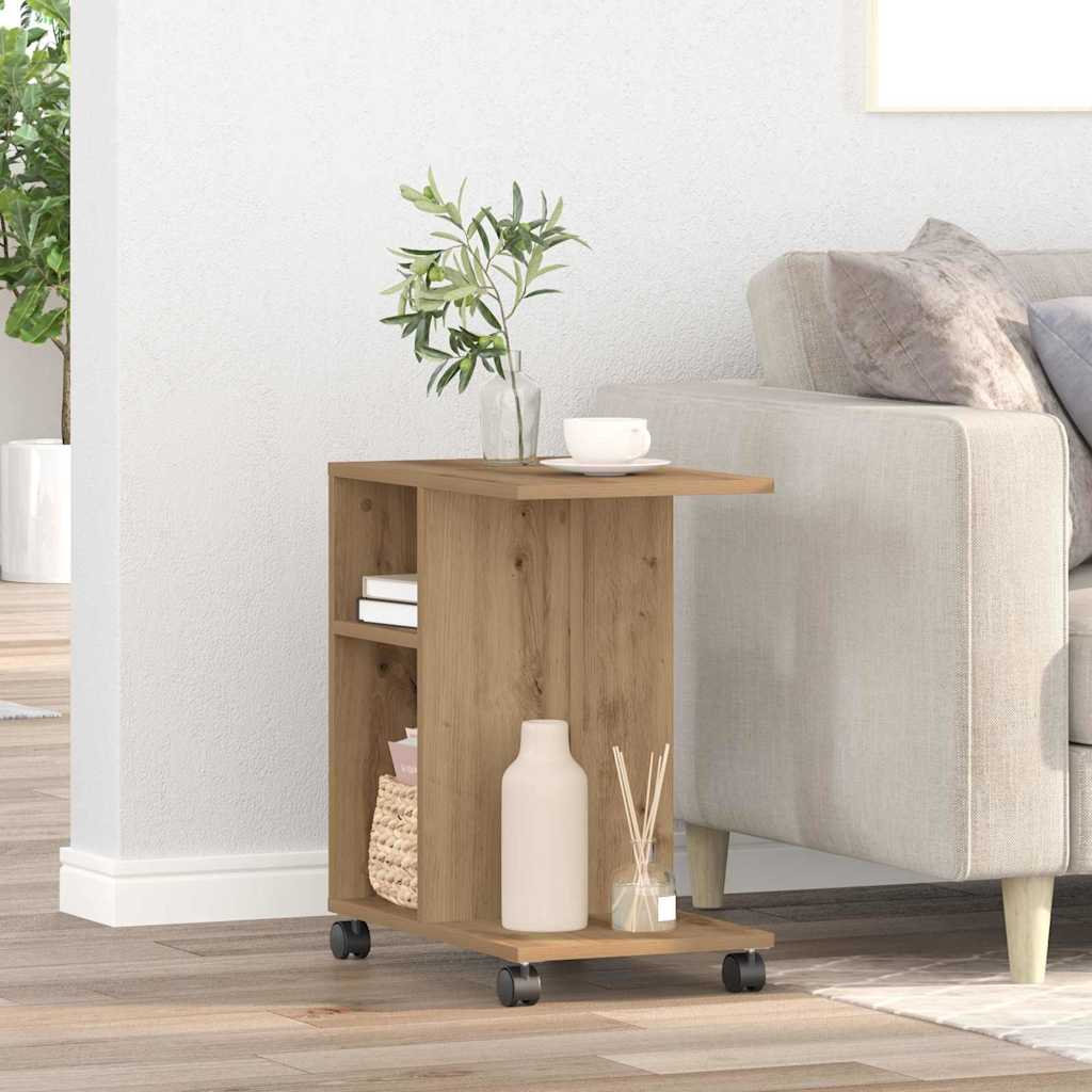 Bijzettafel met plank artisanaal eikenkleurig 50 x 30 x 55 cm is nu te koop bij PeponiXL, paradijselijk wonen!