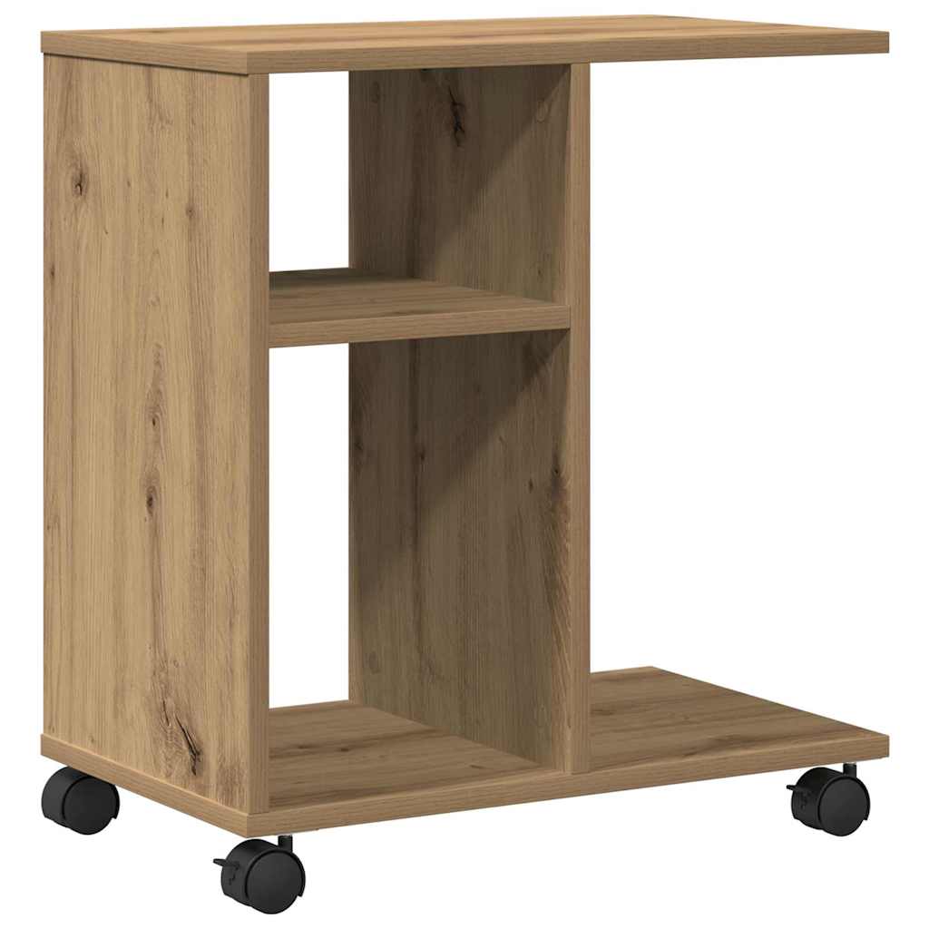 Bijzettafel met plank artisanaal eikenkleurig 50 x 30 x 55 cm is nu te koop bij PeponiXL, paradijselijk wonen!