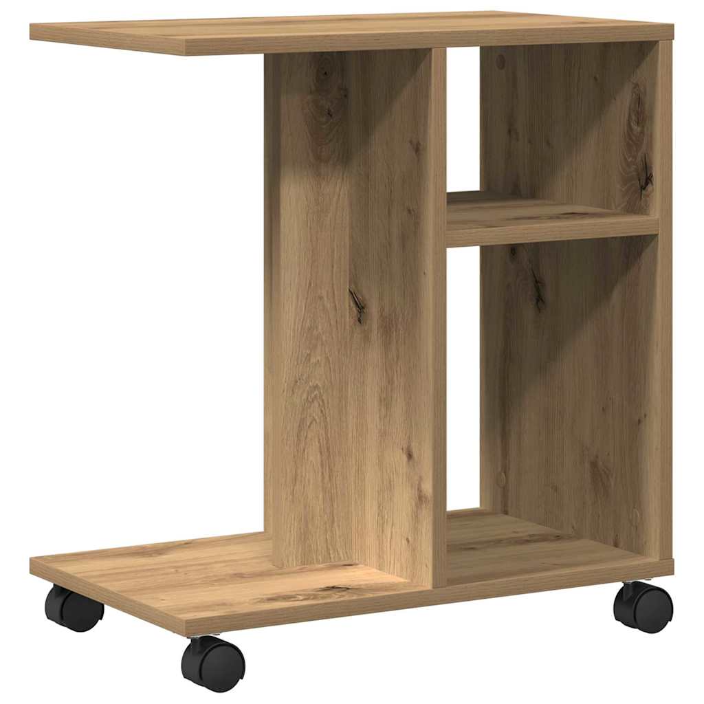 Bijzettafel met plank artisanaal eikenkleurig 50 x 30 x 55 cm is nu te koop bij PeponiXL, paradijselijk wonen!