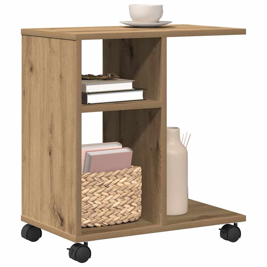 Bijzettafel met plank artisanaal eikenkleurig 50 x 30 x 55 cm is nu te koop bij PeponiXL, paradijselijk wonen!