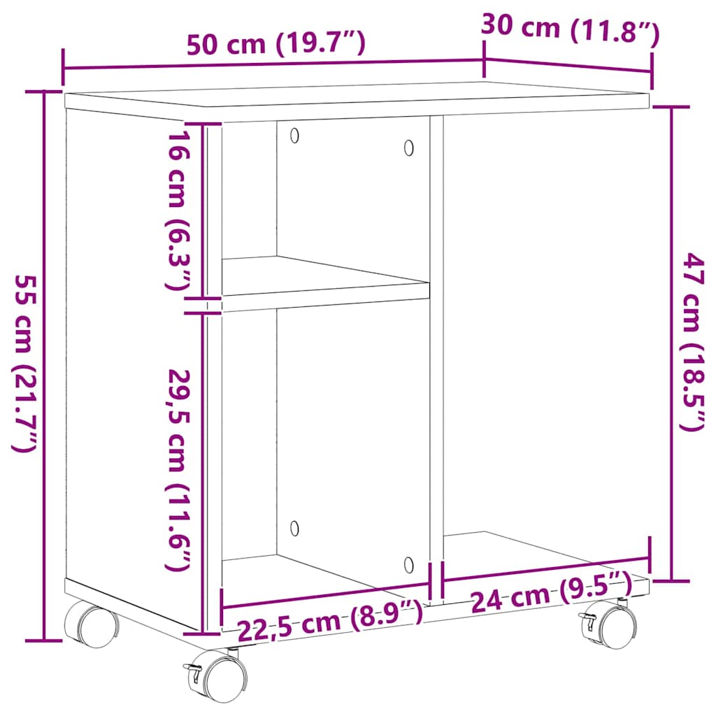 Bijzettafel met plank artisanaal eikenkleurig 50 x 30 x 55 cm is nu te koop bij PeponiXL, paradijselijk wonen!