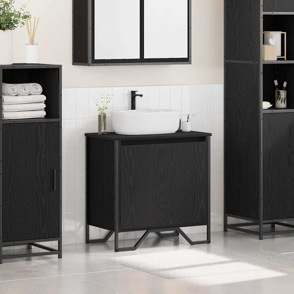 Badkamertenk te kast Zwart Eiken 60 x 35 x 60 cm Bewerkt hout is nu te koop bij PeponiXL, paradijselijk wonen!