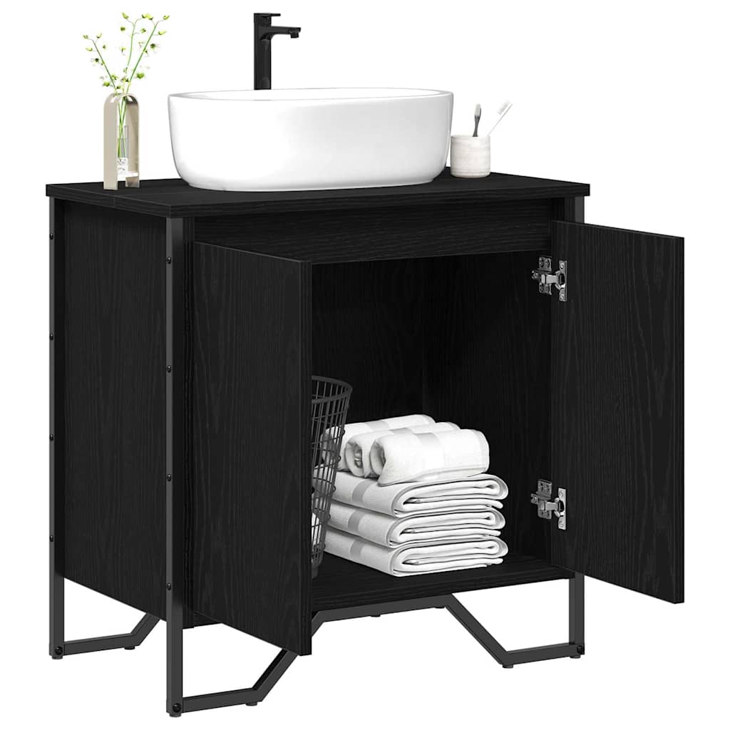Badkamertenk te kast Zwart Eiken 60 x 35 x 60 cm Bewerkt hout is nu te koop bij PeponiXL, paradijselijk wonen!