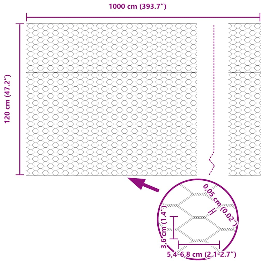 Hexagon Hek Zilver 1,2 x 10 m Gegalvaniseerd staal is nu te koop bij PeponiXL, paradijselijk wonen!