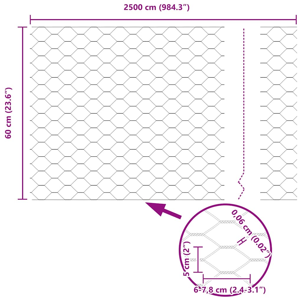 Hexagon Hek Zilver 0,6 x 25 m Gegalvaniseerd staal is nu te koop bij PeponiXL, paradijselijk wonen!