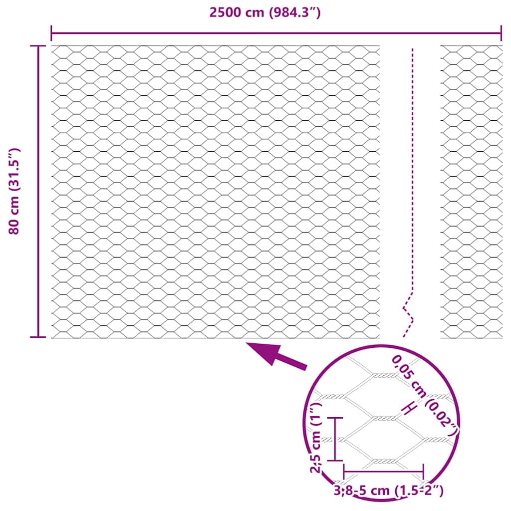 Hexagon Hek Zilver 0,8 x 25 m Gegalvaniseerd staal is nu te koop bij PeponiXL, paradijselijk wonen!