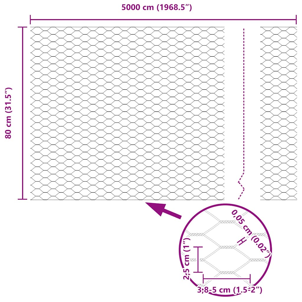 Hexagon Hek Zilver 0,8 x 50 m Gegalvaniseerd staal is nu te koop bij PeponiXL, paradijselijk wonen!