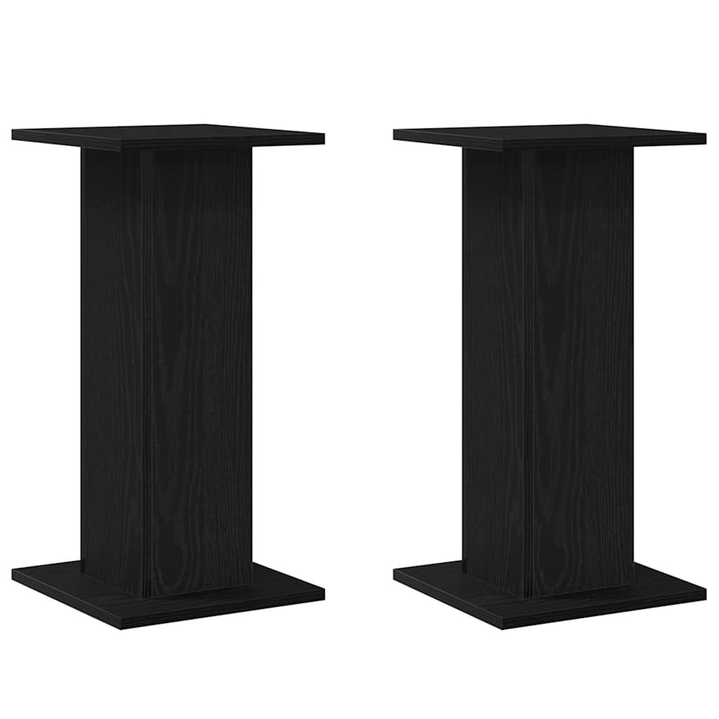 Plantenstandaard 2 pcs Zwart Eiken 30 x 30 x 60 cm Bewerkt hout is nu te koop bij PeponiXL, paradijselijk wonen!