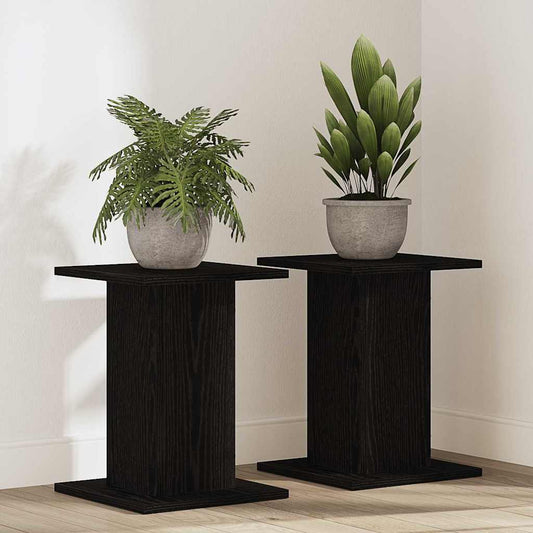 Plantenstandaard 2 pcs Zwart Eiken 30 x 30 x 40 cm Bewerkt hout is nu te koop bij PeponiXL, paradijselijk wonen!