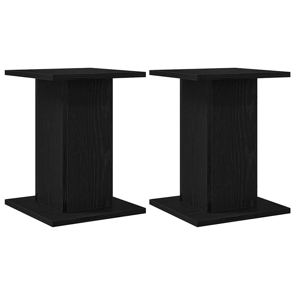 Plantenstandaard 2 pcs Zwart Eiken 30 x 30 x 40 cm Bewerkt hout is nu te koop bij PeponiXL, paradijselijk wonen!