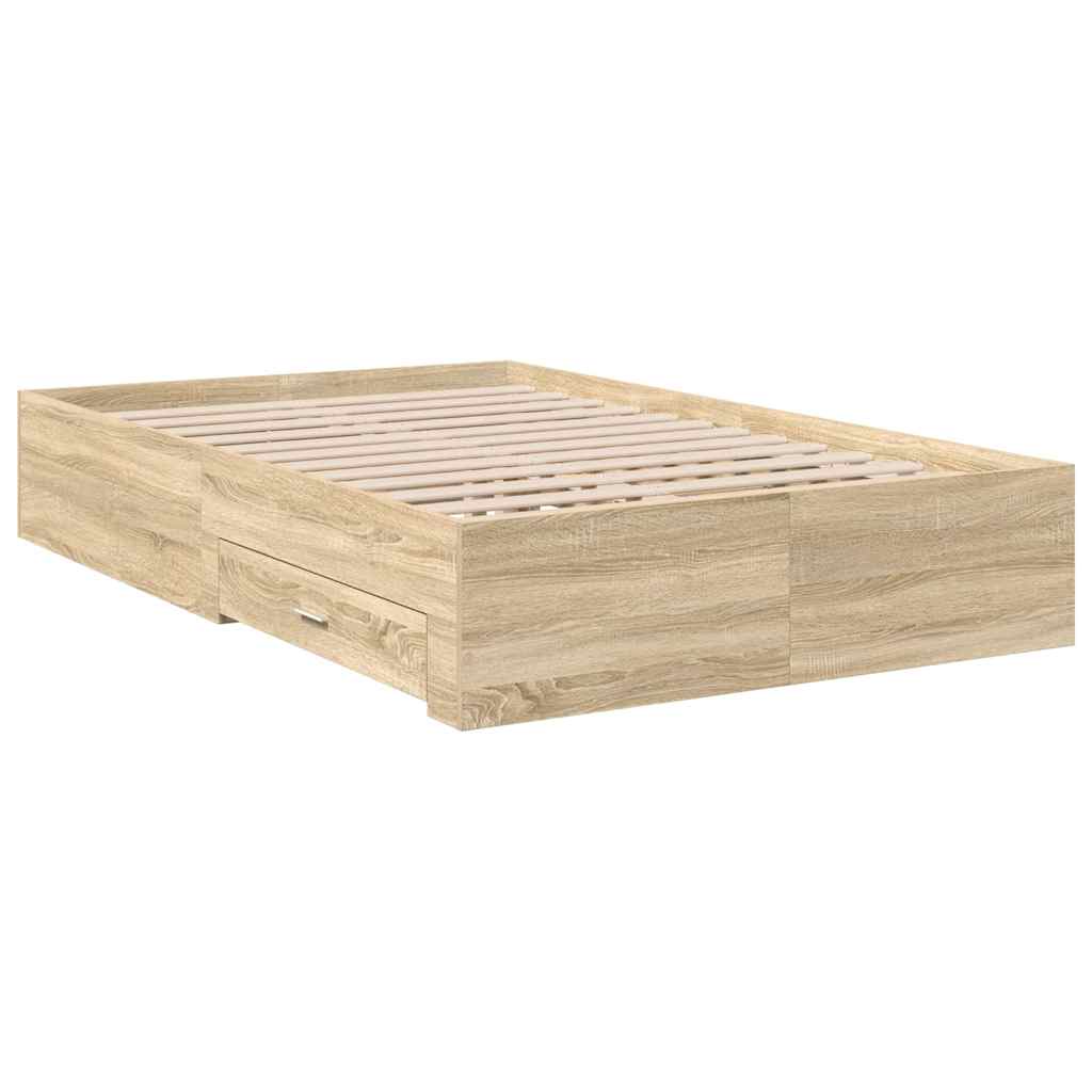 Bedframe met lade met opslag Bruin 120 x 200 cm Bewerkt hout is nu te koop bij PeponiXL, paradijselijk wonen!