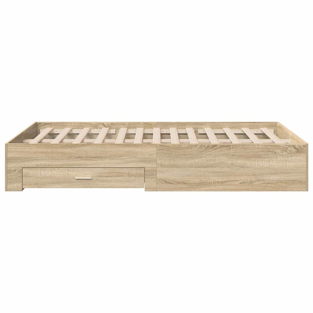 Bedframe met lade met opslag Bruin 120 x 200 cm Bewerkt hout is nu te koop bij PeponiXL, paradijselijk wonen!