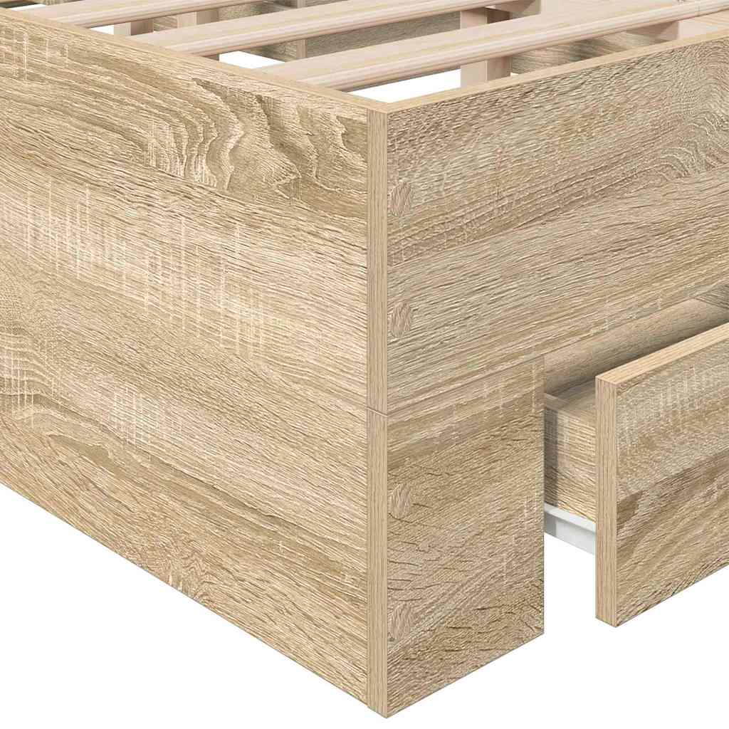 Bedframe met lade met opslag Bruin 120 x 190 cm Bewerkt hout is nu te koop bij PeponiXL, paradijselijk wonen!