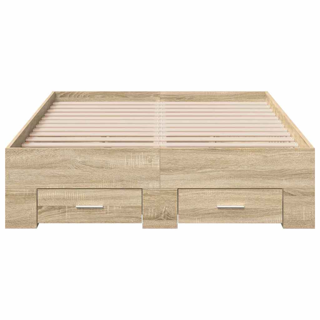 Bedframe met lade met opslag Bruin 120 x 190 cm Bewerkt hout is nu te koop bij PeponiXL, paradijselijk wonen!
