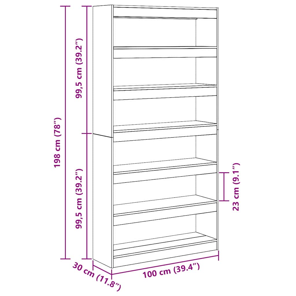 Boekenkast Grijs Sonoma 100 x 30 x 198 cm Bewerkt hout is nu te koop bij PeponiXL, paradijselijk wonen!