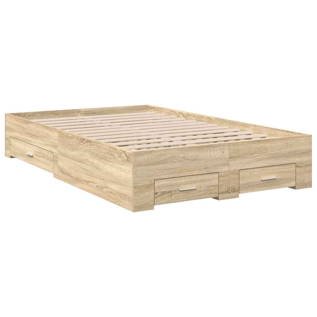 Bedframe met lade met opslag Bruin 140 x 200 cm Bewerkt hout is nu te koop bij PeponiXL, paradijselijk wonen!