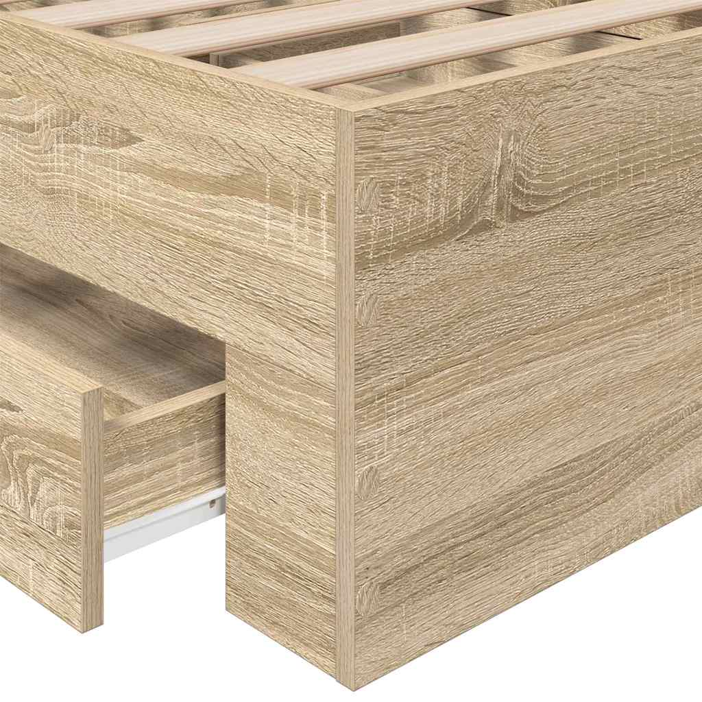 Bedframe met lade met opslag Bruin 90 x 190 cm Bewerkt hout is nu te koop bij PeponiXL, paradijselijk wonen!