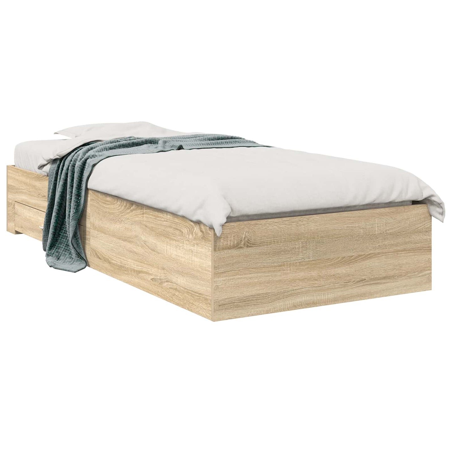 Bedframe met lade met opslag Bruin 90 x 190 cm Bewerkt hout is nu te koop bij PeponiXL, paradijselijk wonen!