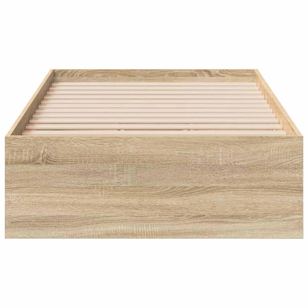 Bedframe met lade met opslag Bruin 90 x 190 cm Bewerkt hout is nu te koop bij PeponiXL, paradijselijk wonen!