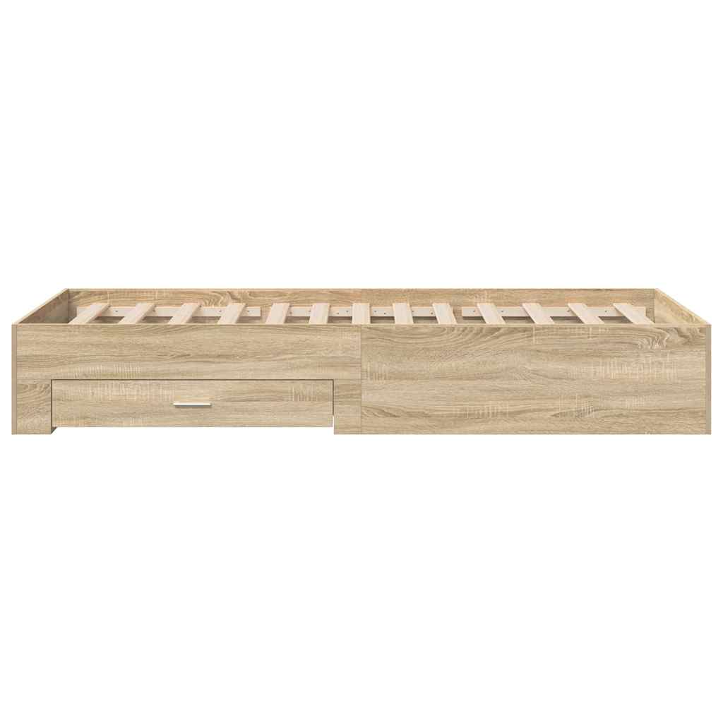 Bedframe met lade met opslag Bruin 90 x 190 cm Bewerkt hout is nu te koop bij PeponiXL, paradijselijk wonen!