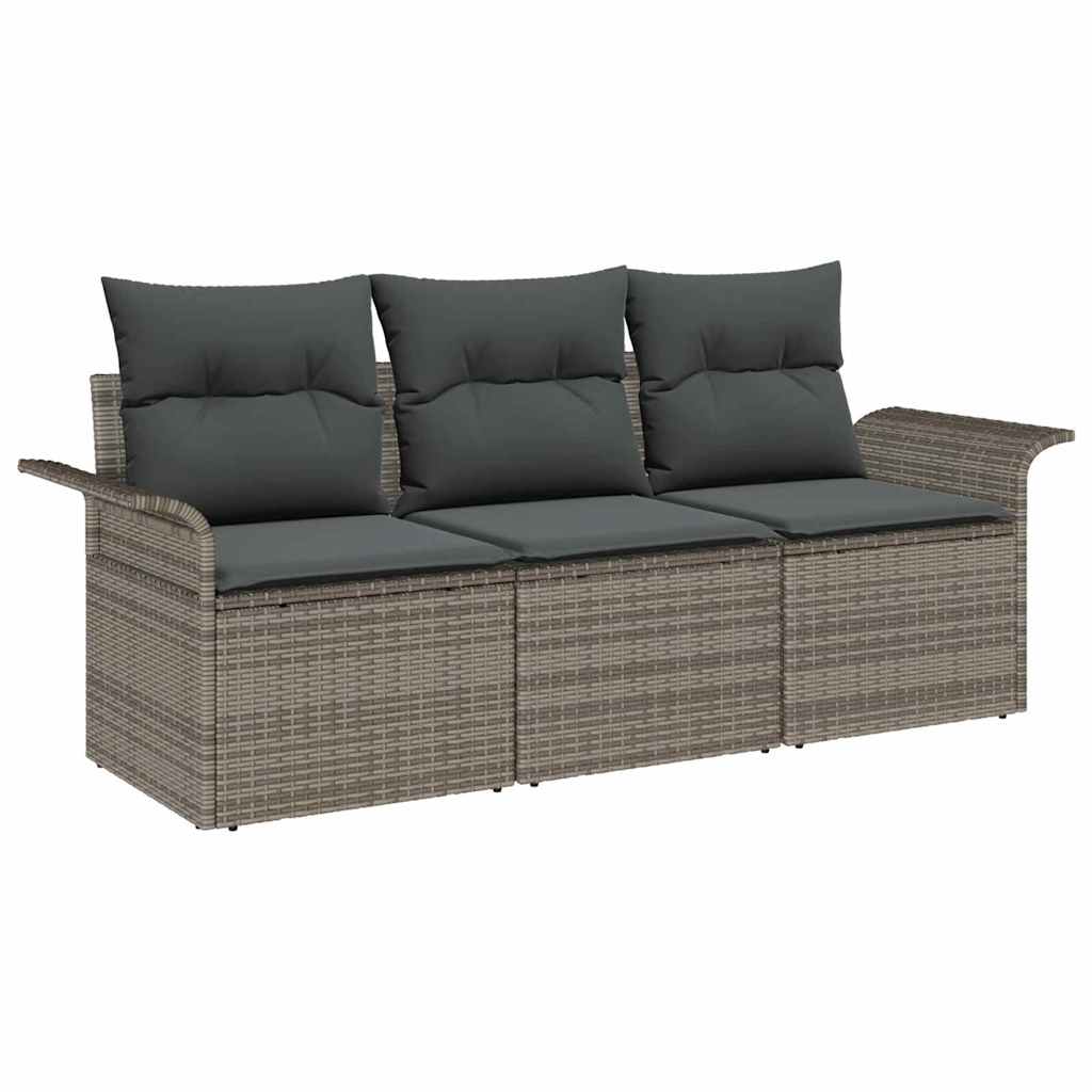 Bankstel met kussen 3 pcs Grijs poly rattan is nu te koop bij PeponiXL, paradijselijk wonen!