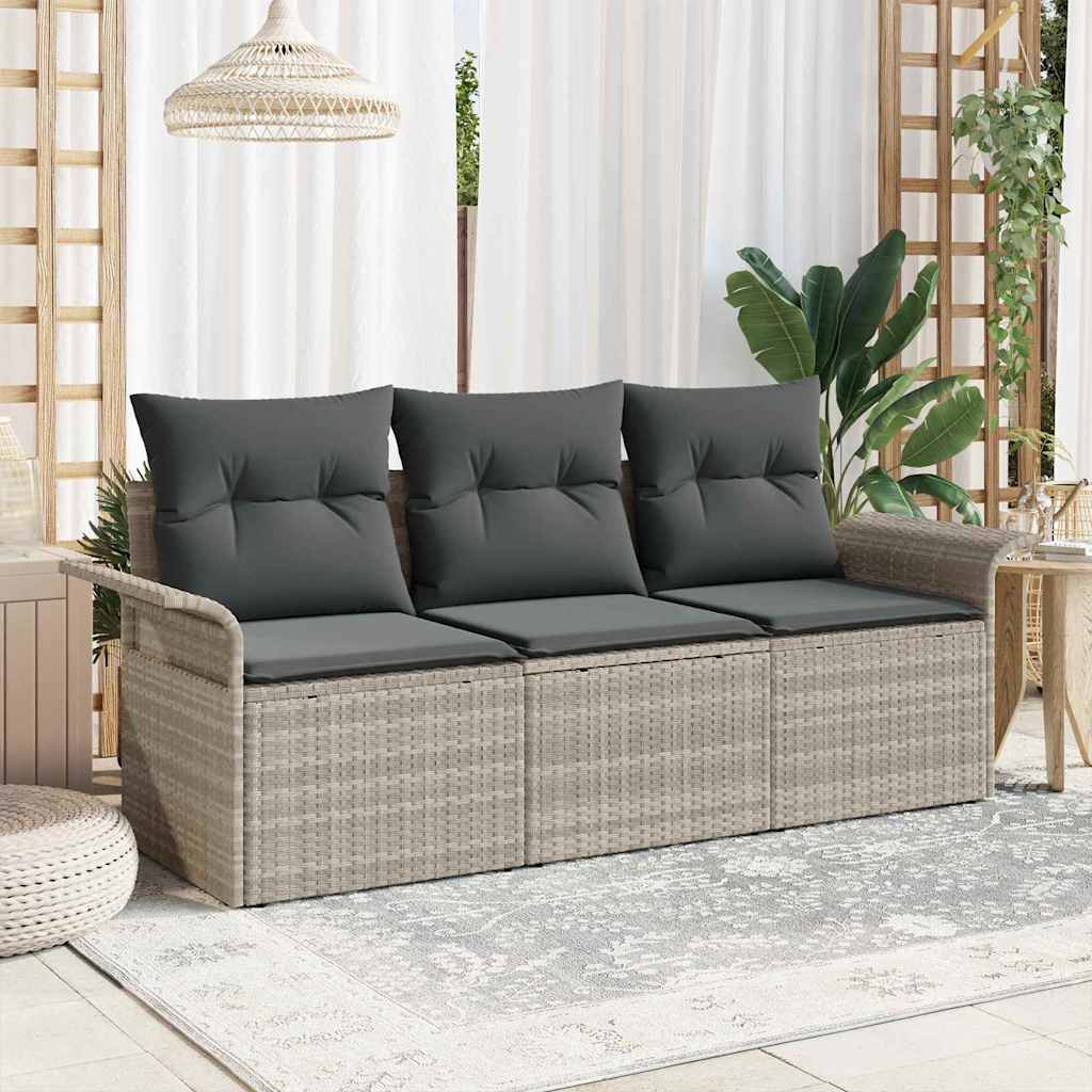 Bankstel met kussen 3 pcs Grijs poly rattan is nu te koop bij PeponiXL, paradijselijk wonen!