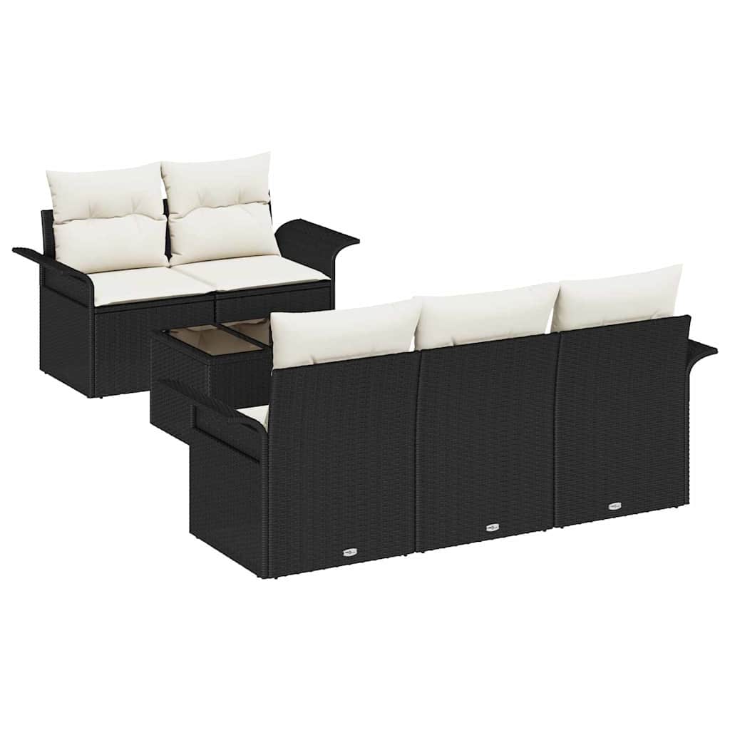 Bankstel met kussen 6 pcs Zwart poly rattan is nu te koop bij PeponiXL, paradijselijk wonen!