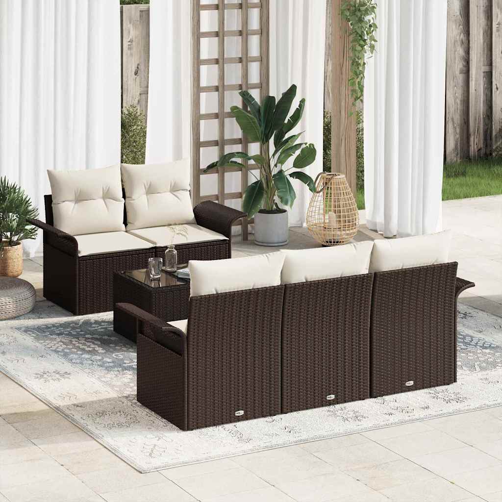 Bankstel met kussen 6 pcs Bruin poly rattan is nu te koop bij PeponiXL, paradijselijk wonen!