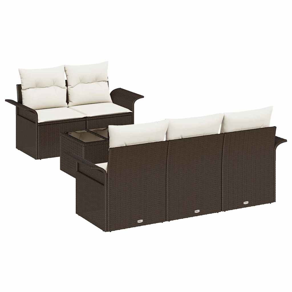 Bankstel met kussen 6 pcs Bruin poly rattan is nu te koop bij PeponiXL, paradijselijk wonen!