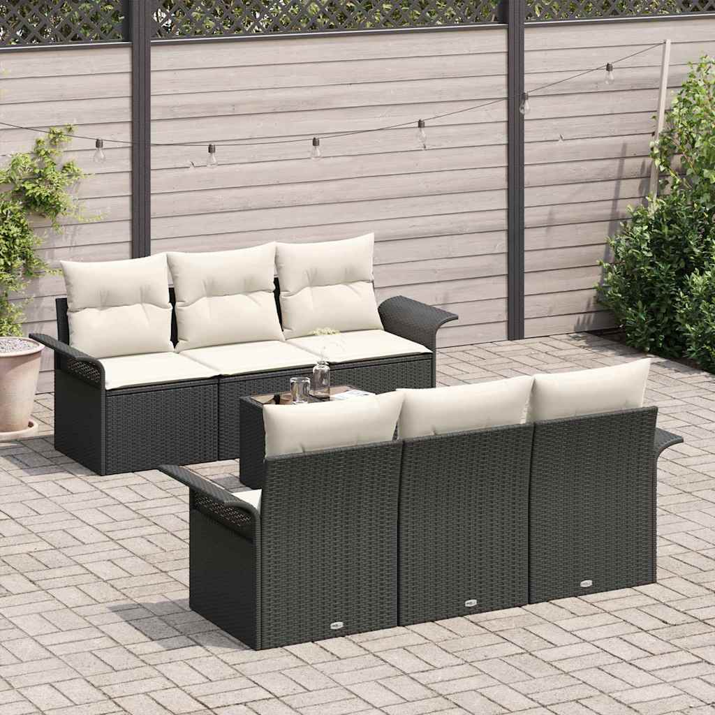 Tuin Sofa Set met kussen 7 pcs Zwart poly rattan is nu te koop bij PeponiXL, paradijselijk wonen!
