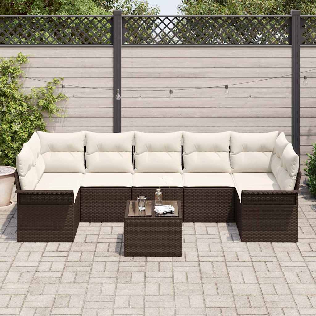 Tuin Sofa Set met kussen 8 pcs Bruin poly rattan is nu te koop bij PeponiXL, paradijselijk wonen!