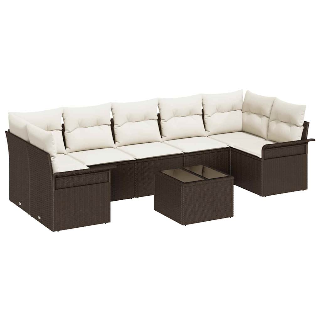 Tuin Sofa Set met kussen 8 pcs Bruin poly rattan is nu te koop bij PeponiXL, paradijselijk wonen!