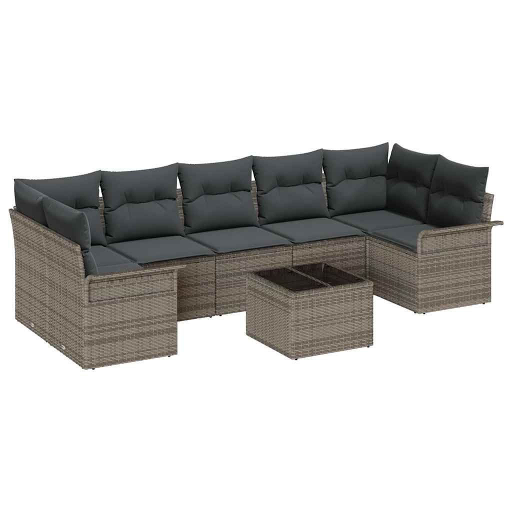 Tuin Sofa Set met kussen 8 pcs Grijs poly rattan is nu te koop bij PeponiXL, paradijselijk wonen!