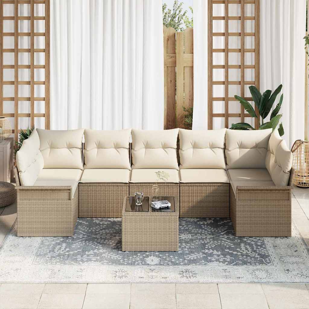 Tuin Sofa Set met kussen 8 pcs Beige poly rattan is nu te koop bij PeponiXL, paradijselijk wonen!