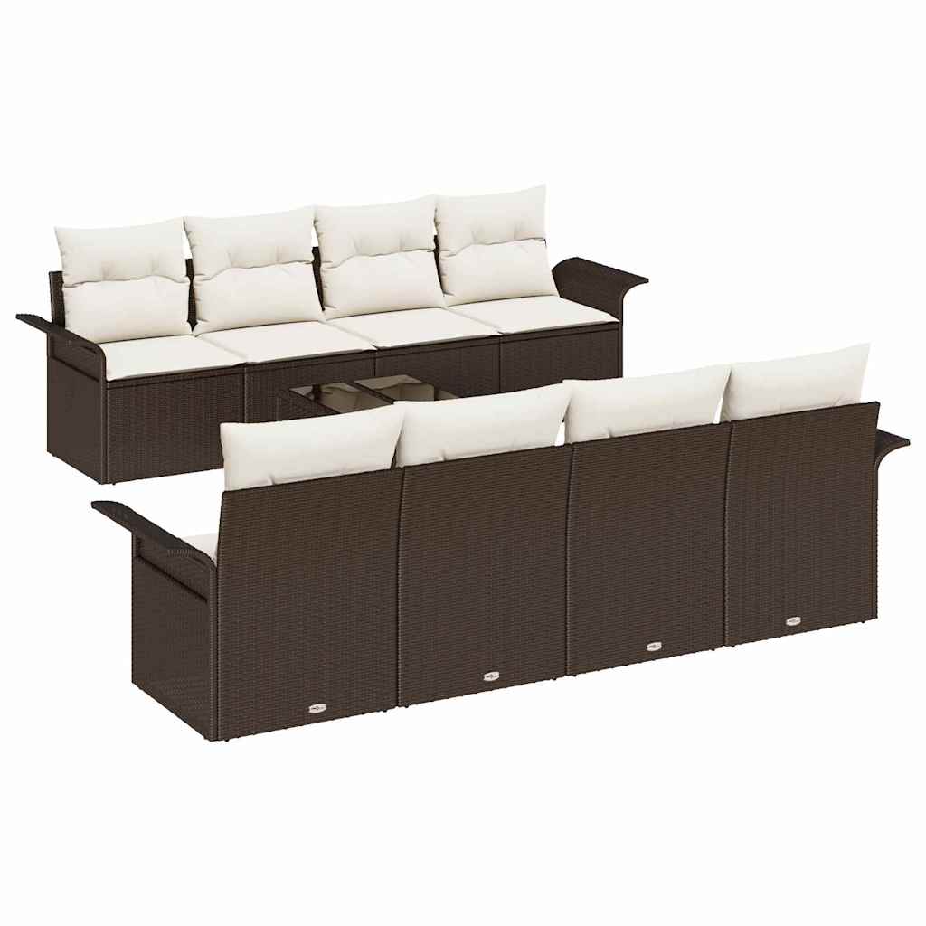 Tuin Sofa Set met kussen 9 pcs Bruin poly rattan is nu te koop bij PeponiXL, paradijselijk wonen!