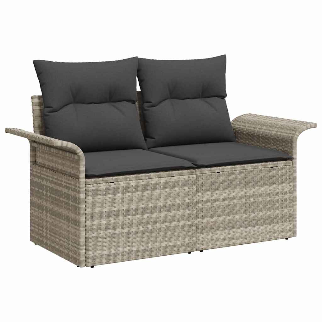 Tuin Sofa Set 9 pcs Lichtgrijs Poly riet is nu te koop bij PeponiXL, paradijselijk wonen!